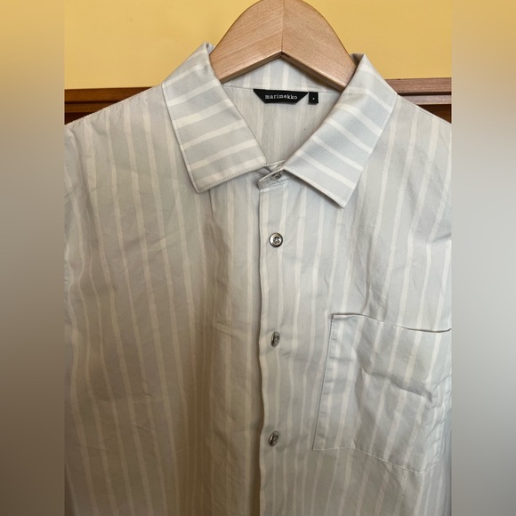 Marimekko Jokapoika Shirt Unisex Striped White and Light Gray Size S - Picture 2 of 16